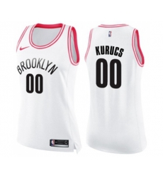 Womens Brooklyn Nets #00 Rodions Kurucs Swingman White Pink Fashion Basketball Jersey