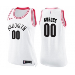 Womens Brooklyn Nets #00 Rodions Kurucs Swingman White Pink Fashion Basketball Jersey Womens Brooklyn Nets #00 Rodions Kurucs Swingman White Pink Fashion Basketball Jersey