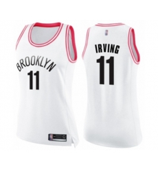 Womens Brooklyn Nets #11 Kyrie Irving Swingman White Pink Fashion Basketball Jersey
