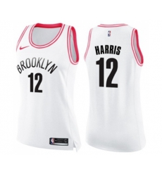 Womens Brooklyn Nets #12 Joe Harris Swingman White Pink Fashion Basketball Jersey