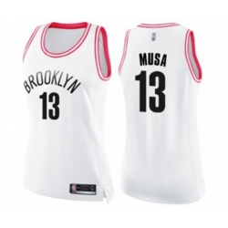 Womens Brooklyn Nets #13 Dzanan Musa Swingman White Pink Fashion Basketball Jersey Womens Brooklyn Nets #13 Dzanan Musa Swingman White Pink Fashion Basketball Jersey