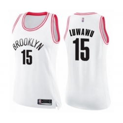 Womens Brooklyn Nets #15 Timothe Luwawu Swingman White Pink Fashion Basketball Jersey Womens Brooklyn Nets #15 Timothe Luwawu Swingman White Pink Fashion Basketball Jersey