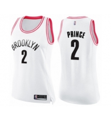 Womens Brooklyn Nets #2 Taurean Prince Swingman White Pink Fashion Basketball Jersey