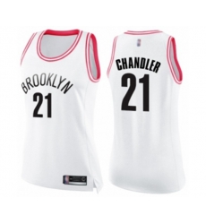 Womens Brooklyn Nets #21 Wilson Chandler Swingman White Pink Fashion Basketball Jersey