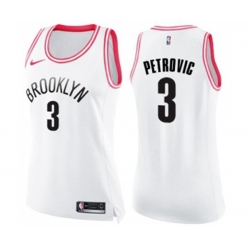 Womens Brooklyn Nets #3 Drazen Petrovic Swingman White Pink Fashion Basketball Jersey Womens Brooklyn Nets #3 Drazen Petrovic Swingman White Pink Fashion Basketball Jersey