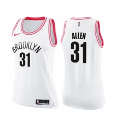 Womens Brooklyn Nets #31 Jarrett Allen Swingman White Pink Fashion Basketball Jersey