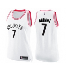 Womens Brooklyn Nets #7 Kevin Durant Swingman White Pink Fashion Basketball Jersey
