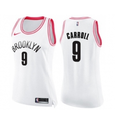Womens Brooklyn Nets #9 DeMarre Carroll Swingman White Pink Fashion Basketball Jersey