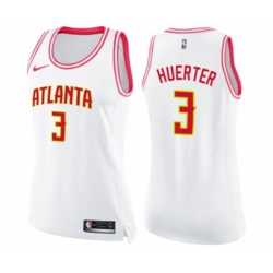 Womens Atlanta Hawks #3 Kevin Huerter Swingman White Pink Fashion Basketball Jersey