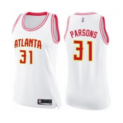 Womens Atlanta Hawks #31 Chandler Parsons Swingman White Pink Fashion Basketball Jersey