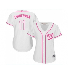 Womens Washington Nationals #11 Ryan Zimmerman Replica White Fashion Cool Base Baseball Jersey