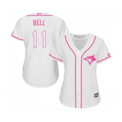 Womens Toronto Blue Jays #11 George Bell Authentic White Fashion Cool Base Baseball Jersey