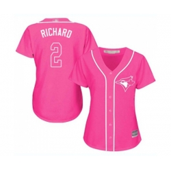 Womens Toronto Blue Jays #2 Clayton Richard Authentic Pink Fashion Cool Base Baseball Jersey
