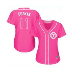 Womens Texas Rangers #11 Ronald Guzman Authentic Pink Fashion Cool Base Baseball Jersey