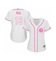 Womens Texas Rangers #16 Ryan Rua Replica White Fashion Cool Base Baseball Jersey