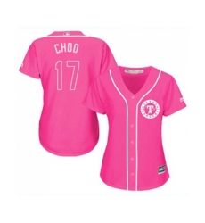 Womens Texas Rangers #17 Shin-Soo Choo Authentic Pink Fashion Cool Base Baseball Jersey