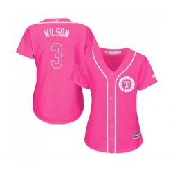 Womens Texas Rangers #3 Russell Wilson Authentic Pink Fashion Cool Base Baseball Jersey