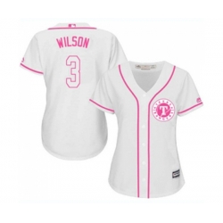 Womens Texas Rangers #3 Russell Wilson Replica White Fashion Cool Base Baseball Jersey