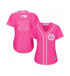 Womens Texas Rangers #35 Lance Lynn Authentic Pink Fashion Cool Base Baseball Jersey
