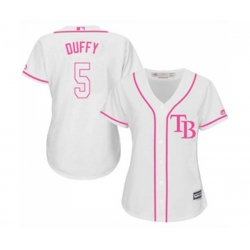 Womens Tampa Bay Rays #5 Matt Duffy Authentic White Fashion Cool Base Baseball Jersey
