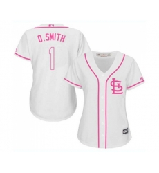 Womens St. Louis Cardinals #1 Ozzie Smith Replica White Fashion Cool Base Baseball Jersey