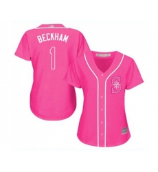 Womens Seattle Mariners #1 Tim Beckham Authentic Pink Fashion Cool Base Baseball Jersey