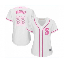 Womens Seattle Mariners #22 Omar Narvaez Authentic White Fashion Cool Base Baseball Jersey