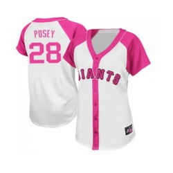 Womens San Francisco Giants #28 Buster Posey Authentic White Pink Splash Fashion Baseball Jersey Womens San Francisco Giants #28 Buster Posey Authentic White Pink Splash Fashion Baseball Jersey