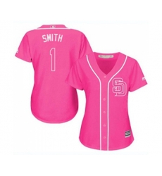 Womens San Diego Padres #1 Ozzie Smith Authentic Pink Fashion Cool Base Baseball Jersey
