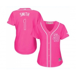 Womens San Diego Padres #1 Ozzie Smith Authentic Pink Fashion Cool Base Baseball Jersey