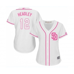 Womens San Diego Padres #12 Chase Headley Authentic White Fashion Cool Base Baseball Jersey