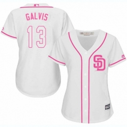 Womens San Diego Padres #13 Freddy Galvis Authentic White Fashion Cool Base MLB Jersey