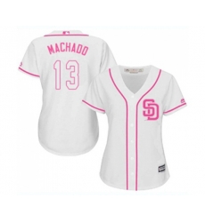 Womens San Diego Padres #13 Manny Machado Authentic White Fashion Cool Base Baseball Jersey