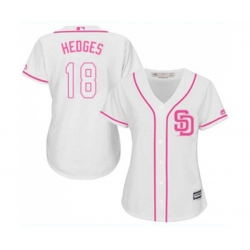 Womens San Diego Padres #18 Austin Hedges Authentic White Fashion Cool Base Baseball Jersey