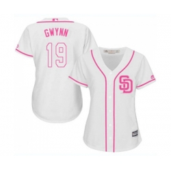 Womens San Diego Padres #19 Tony Gwynn Authentic White Fashion Cool Base Baseball Jersey