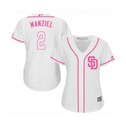 Womens San Diego Padres #2 Johnny Manziel Authentic White Fashion Cool Base Baseball Jersey