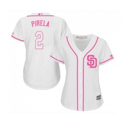 Womens San Diego Padres #2 Jose Pirela Authentic White Fashion Cool Base Baseball Jersey