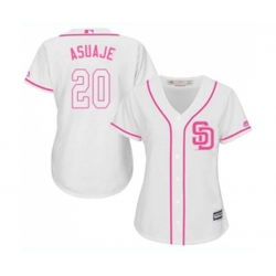 Womens San Diego Padres #20 Carlos Asuaje Authentic White Fashion Cool Base Baseball Jersey