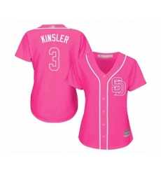 Womens San Diego Padres #3 Ian Kinsler Authentic Pink Fashion Cool Base Baseball Jersey