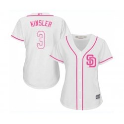 Womens San Diego Padres #3 Ian Kinsler Authentic White Fashion Cool Base Baseball Jersey