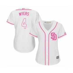 Womens San Diego Padres #4 Wil Myers Authentic White Fashion Cool Base Baseball Jersey