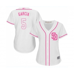 Womens San Diego Padres #5 Greg Garcia Authentic White Fashion Cool Base Baseball Jersey