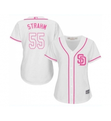 Womens San Diego Padres #55 Matt Strahm Authentic White Fashion Cool Base Baseball Jersey