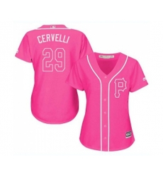 Womens Pittsburgh Pirates #29 Francisco Cervelli Authentic Pink Fashion Cool Base Baseball Jersey
