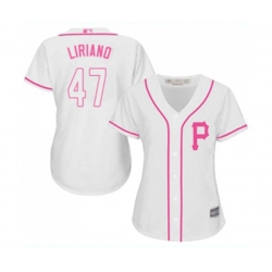 Womens Pittsburgh Pirates #47 Francisco Liriano Authentic White Fashion Cool Base Baseball Jersey