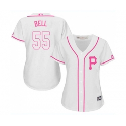 Womens Pittsburgh Pirates #55 Josh Bell Authentic White Fashion Cool Base Baseball Jersey