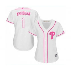 Womens Philadelphia Phillies #1 Richie Ashburn Authentic White Fashion Cool Base Baseball Jersey Womens Philadelphia Phillies #1 Richie Ashburn Authentic White Fashion Cool Base Baseball Jersey