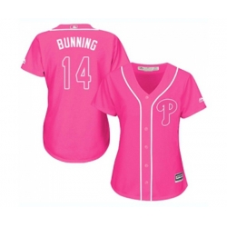 Womens Philadelphia Phillies #14 Jim Bunning Authentic Pink Fashion Cool Base Baseball Jersey Womens Philadelphia Phillies #14 Jim Bunning Authentic Pink Fashion Cool Base Baseball Jersey