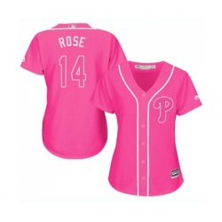 Womens Philadelphia Phillies #14 Pete Rose Authentic Pink Fashion Cool Base Baseball Jersey Womens Philadelphia Phillies #14 Pete Rose Authentic Pink Fashion Cool Base Baseball Jersey