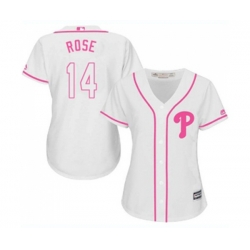 Womens Philadelphia Phillies #14 Pete Rose Authentic White Fashion Cool Base Baseball Jersey Womens Philadelphia Phillies #14 Pete Rose Authentic White Fashion Cool Base Baseball Jersey